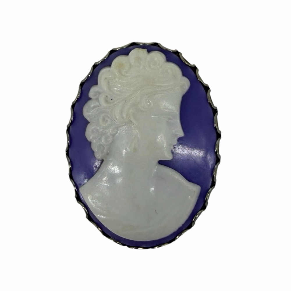Vintage Purple and White Cameo Brooch